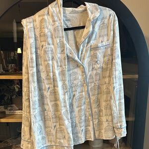 Gilligan & O'Malley Blue and White Pajama Top